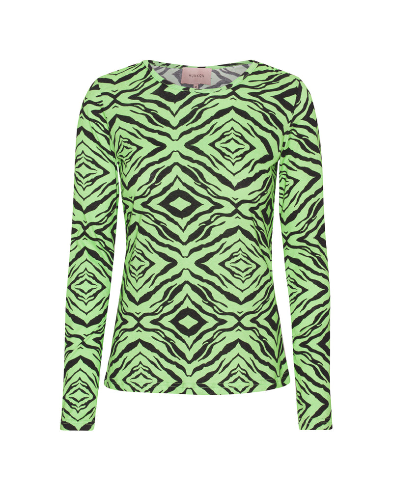 HUNKØN Green Tiger Longsleeve T-shirts Green Tiger Art Print